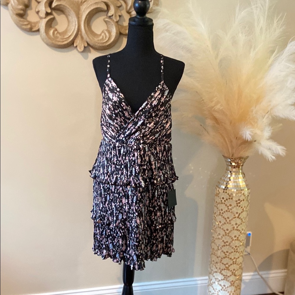 Lulu's Black and Pink Spaghetti Strap Mini Dress